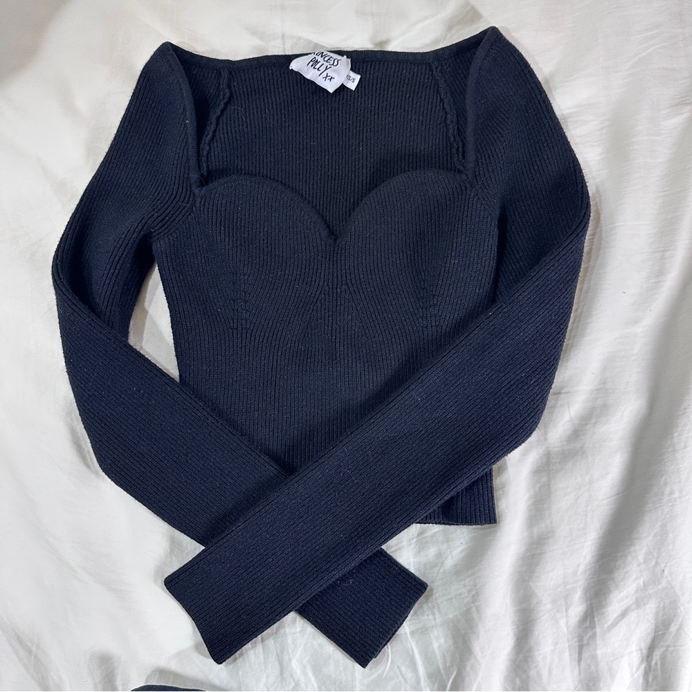 Princess Polly Black Crew Neck Sweater